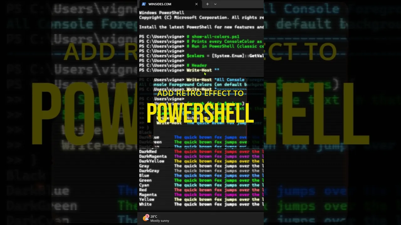 Give Your PowerShell a Retro Glow Up! 💻✨ #PowerShell #RetroEffect  #TechTips #shorts #winsidescom