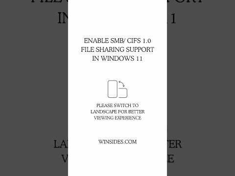 How to Enable SMB/CIFS 1.0 File Sharing Support in Windows 11?- Winsides.Com