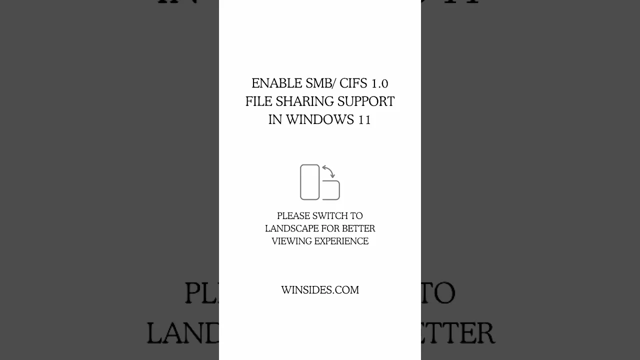 How to Enable SMB/CIFS 1.0 File Sharing Support in Windows 11?- Winsides.Com