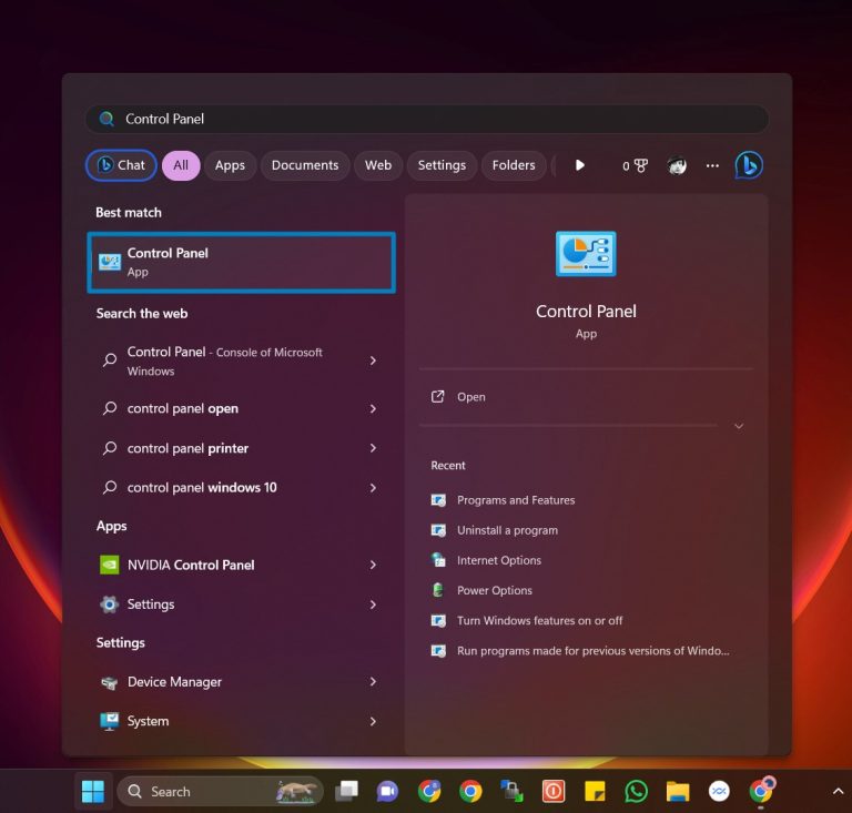 Open windows features in windows 11 different ways