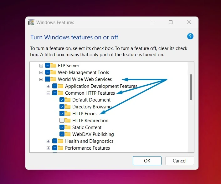 HTTP Errors Service Windows 11