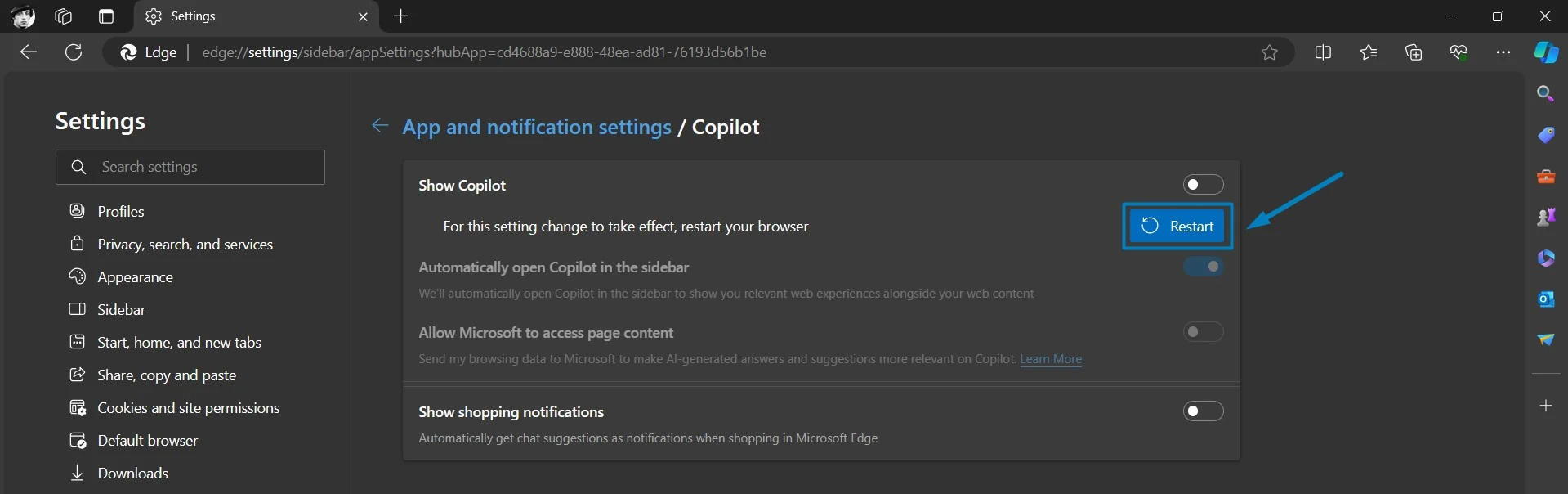 Restart Edge Browser