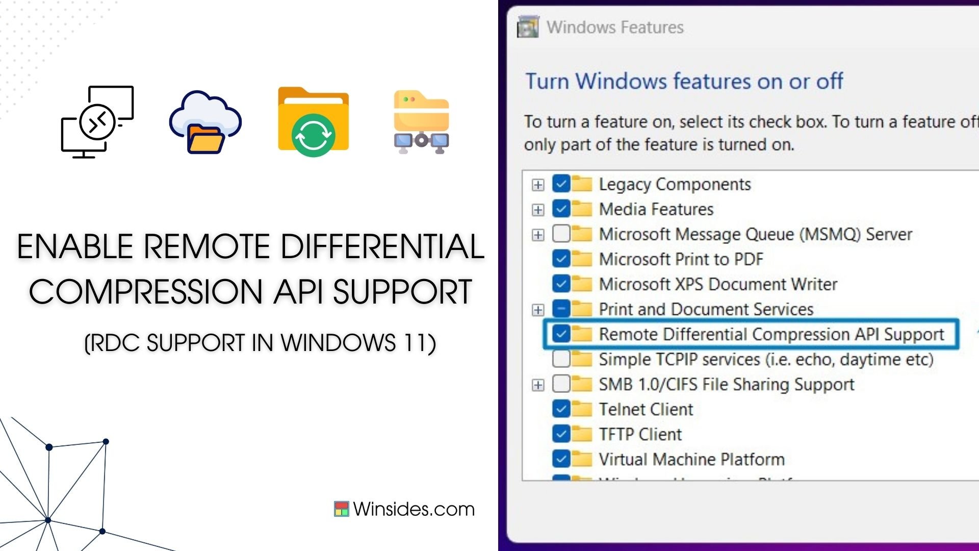 Enable Remote Differential Compression API Support - Windows