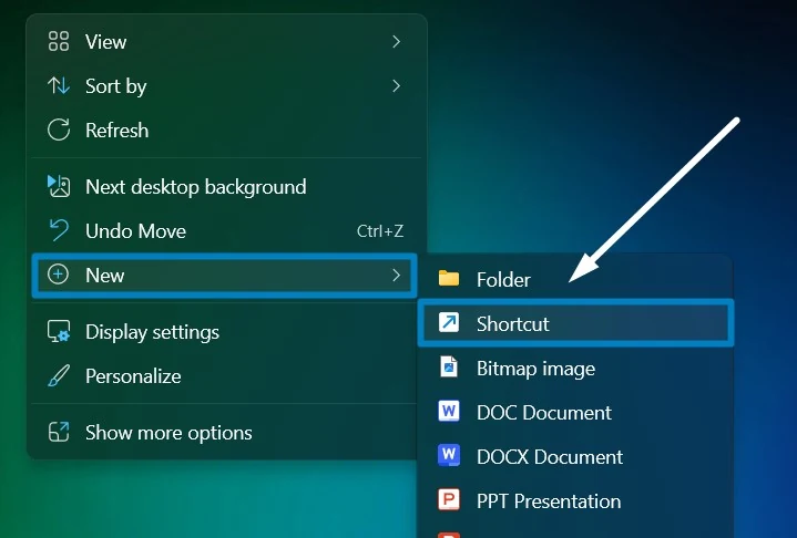 New Shortcut