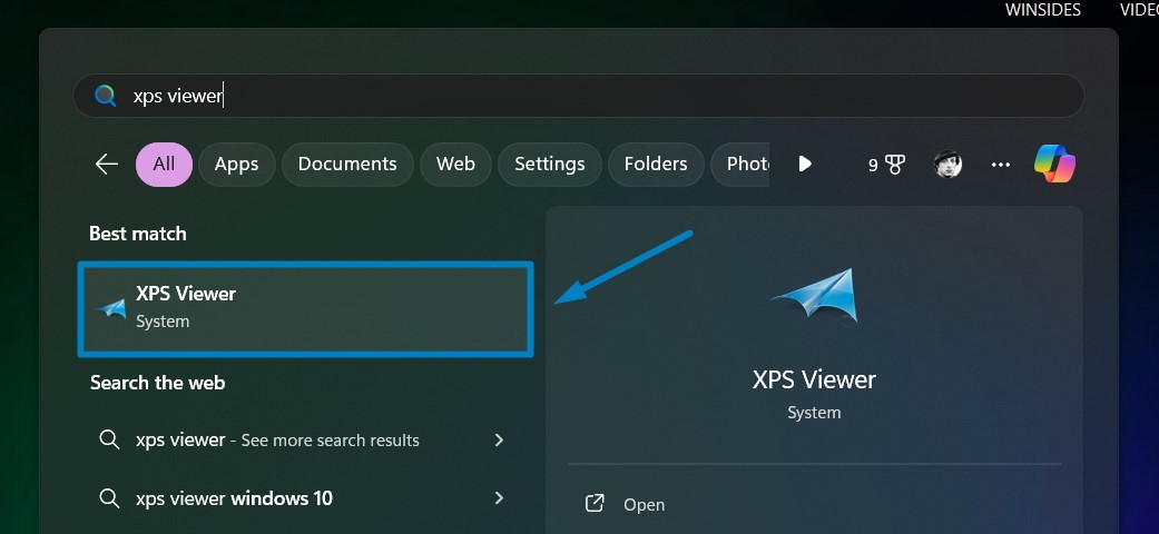 Open XPS Viewer in Windows 11