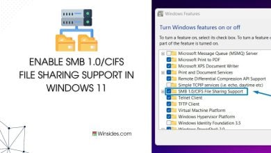 SMB 1.0-CIFS File Sharing Support in Windows 11
