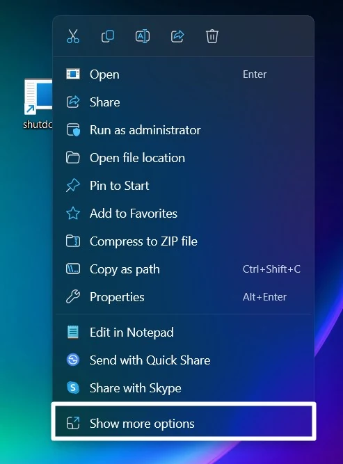 Show more options