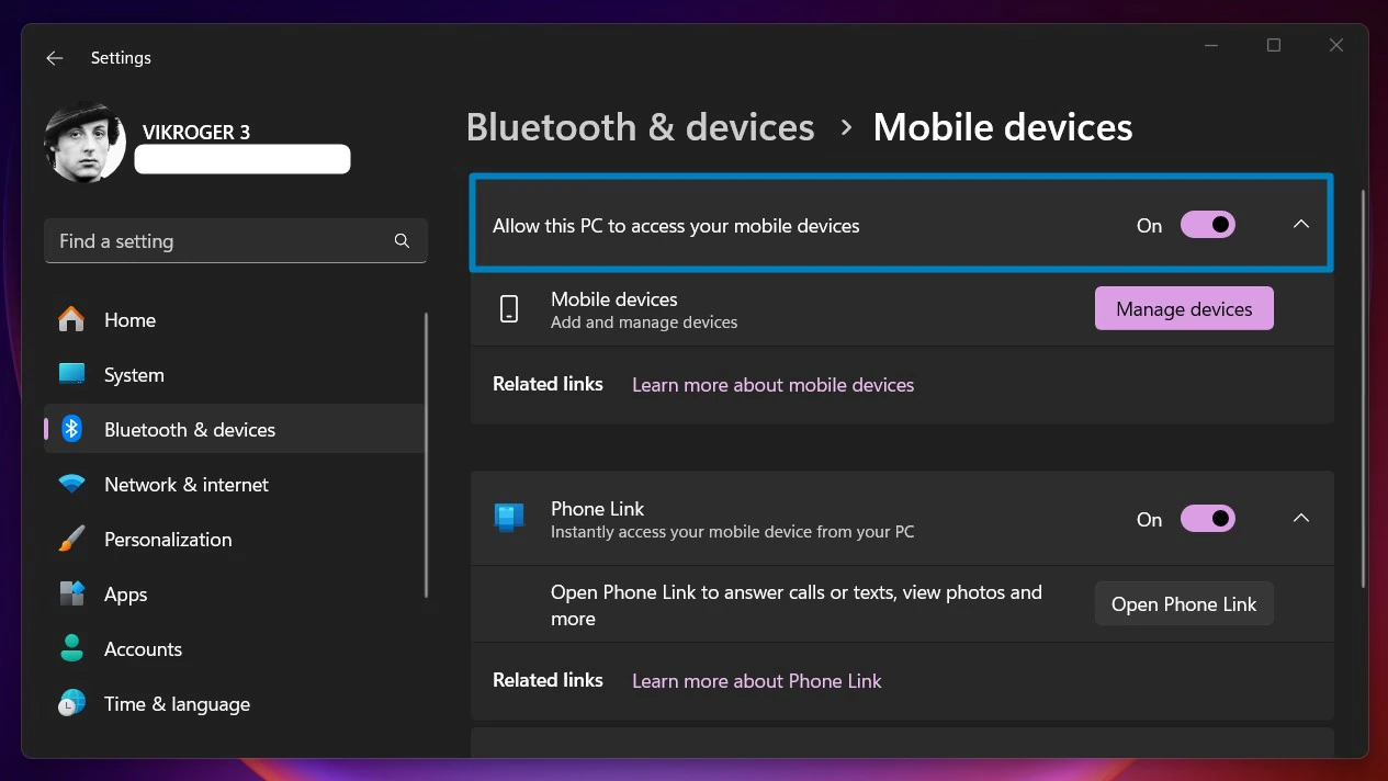 Allow this PC to access your Mobile Devices