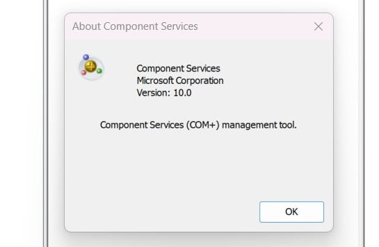 Component Services management Tool Version