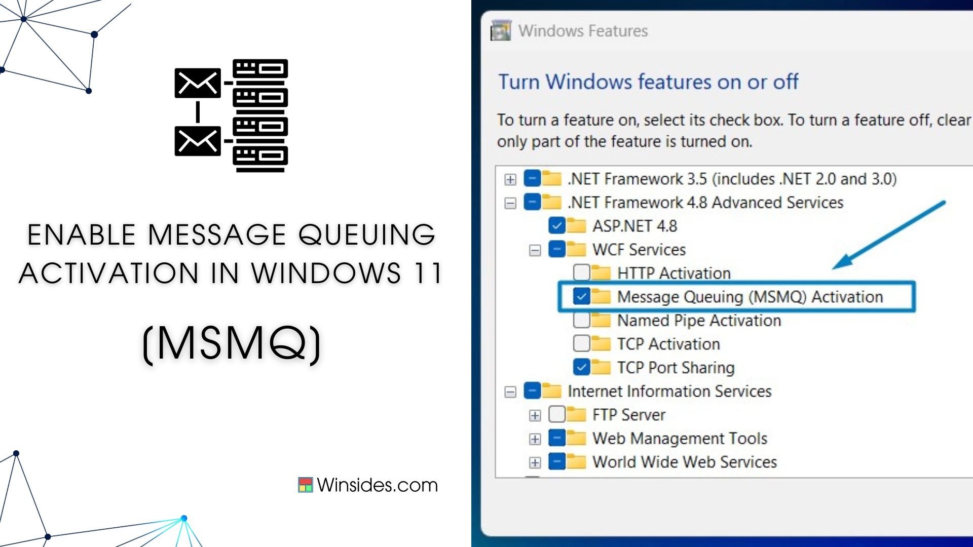 Enable Message Queuing Activation (MSMQ) in Windows 11