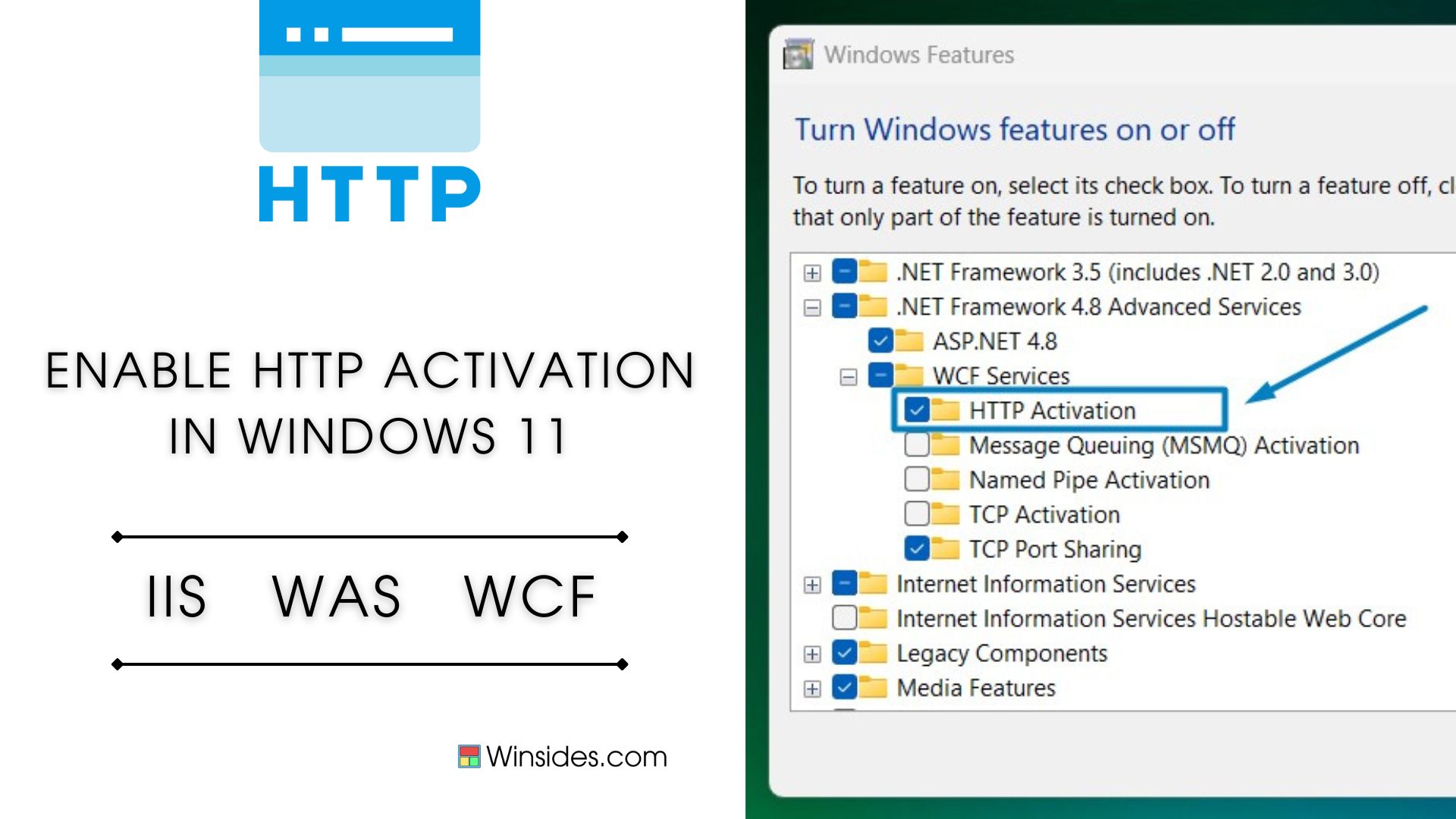 Enable http activation in windows 11 winsides