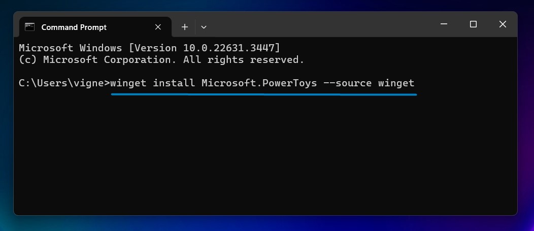 Install Powertoys using Windows Package Manager