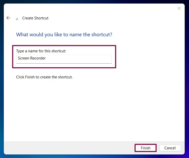 Name of the shortcut
