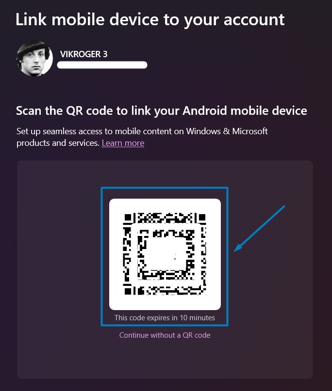 Scan the QR Code to connect to link your Android Mobile Device