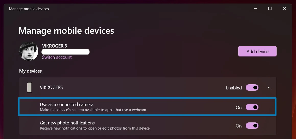 Use as a connected camera