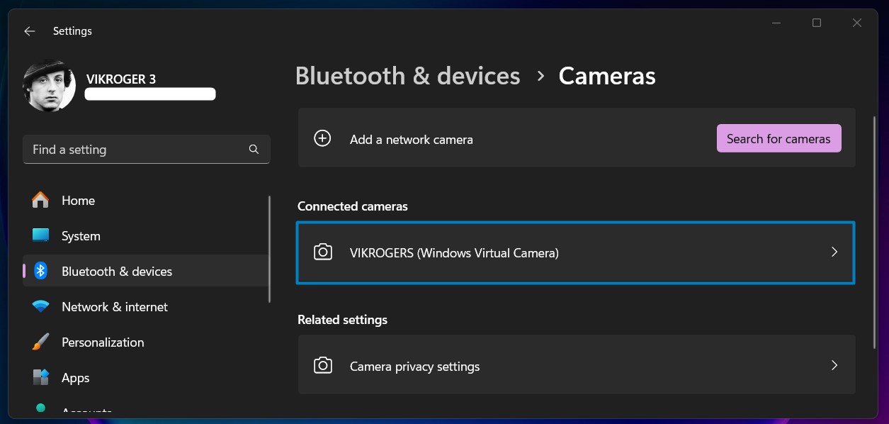 Windows Virtual Camera List