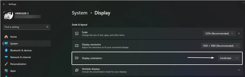 Display Orientation