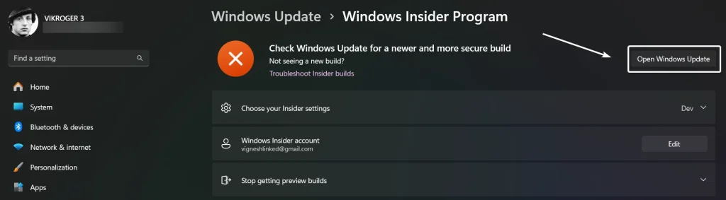 Open Windows Updates