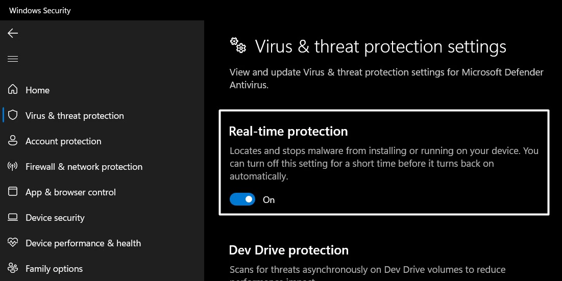 Real-Time protection Real-Time protection