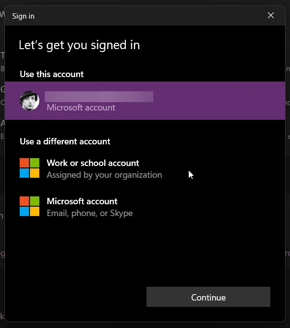 Sign in into your Microsoft Account