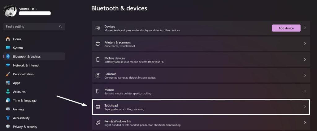 Touchpad Settings