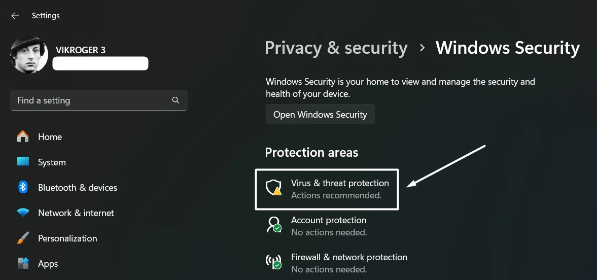 Virus & threat Protection Virus & threat Protection