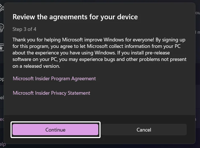Windows Insider Program Agreement