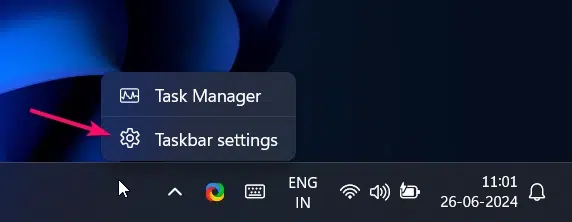 Open taskbar settings