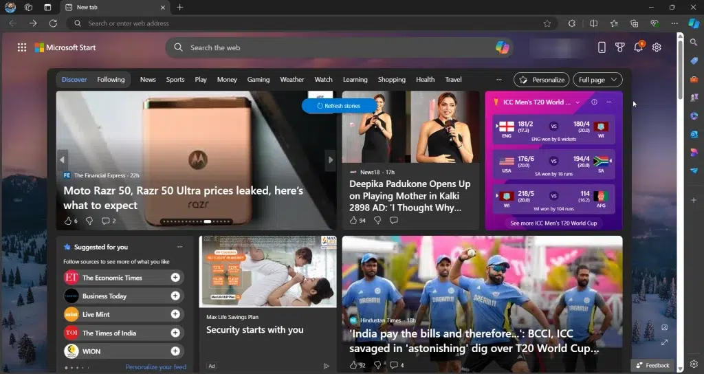 Promotion links filled in Bing Browser