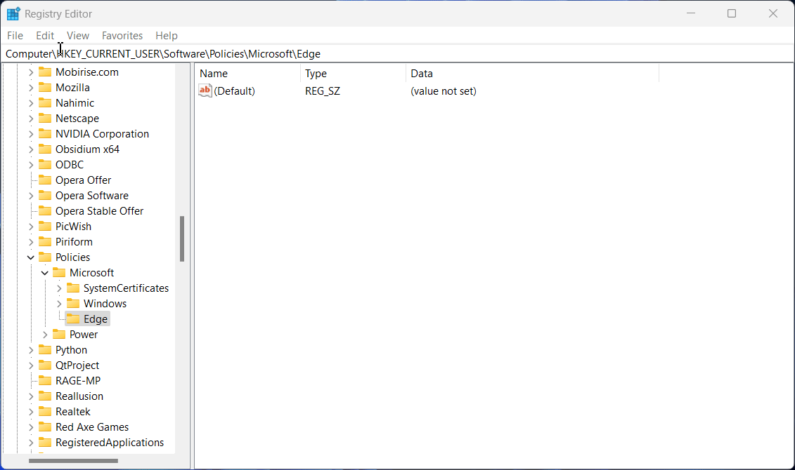 Create the PromotedLinksEnabled registry value under user-specific Edge policies