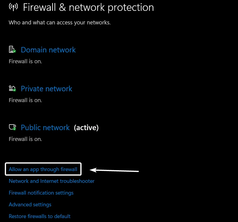 Allow an App through Windows Firewall