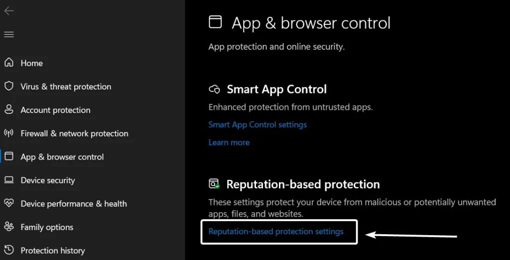 Reputation based Protection Settings