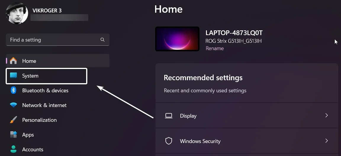 System Settings System