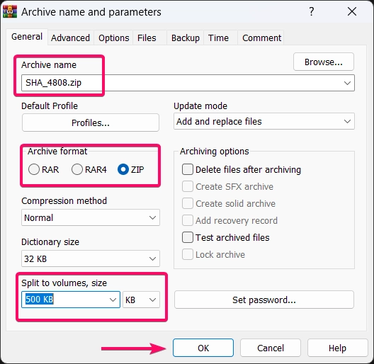 Splitting Files based on Size