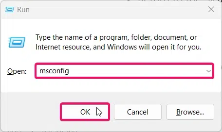 Using Winkey + R to access msconfig