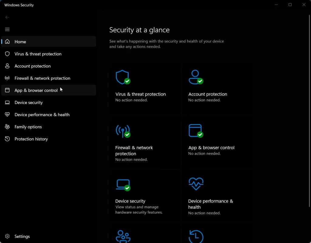 Windows Defender Settings