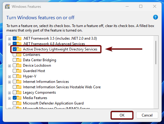 Enable Active Directory Lightweight Directory Services in Windows 11 Enable Active Directory Lightweight Directory Services in Windows 11