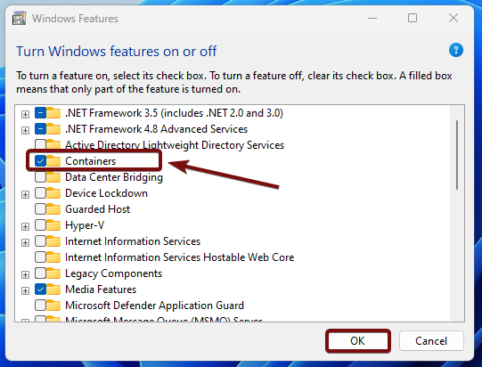Enable Containers in Windows 11
