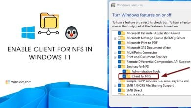 How do I Enable Client for NFS in Windows 11