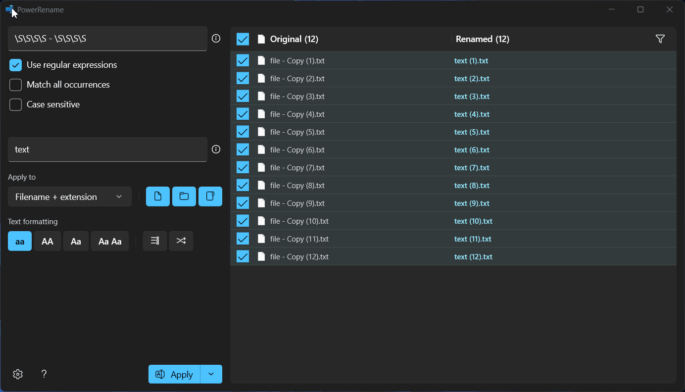 Adding a sequential numbering to the end of the filename using PowerRename