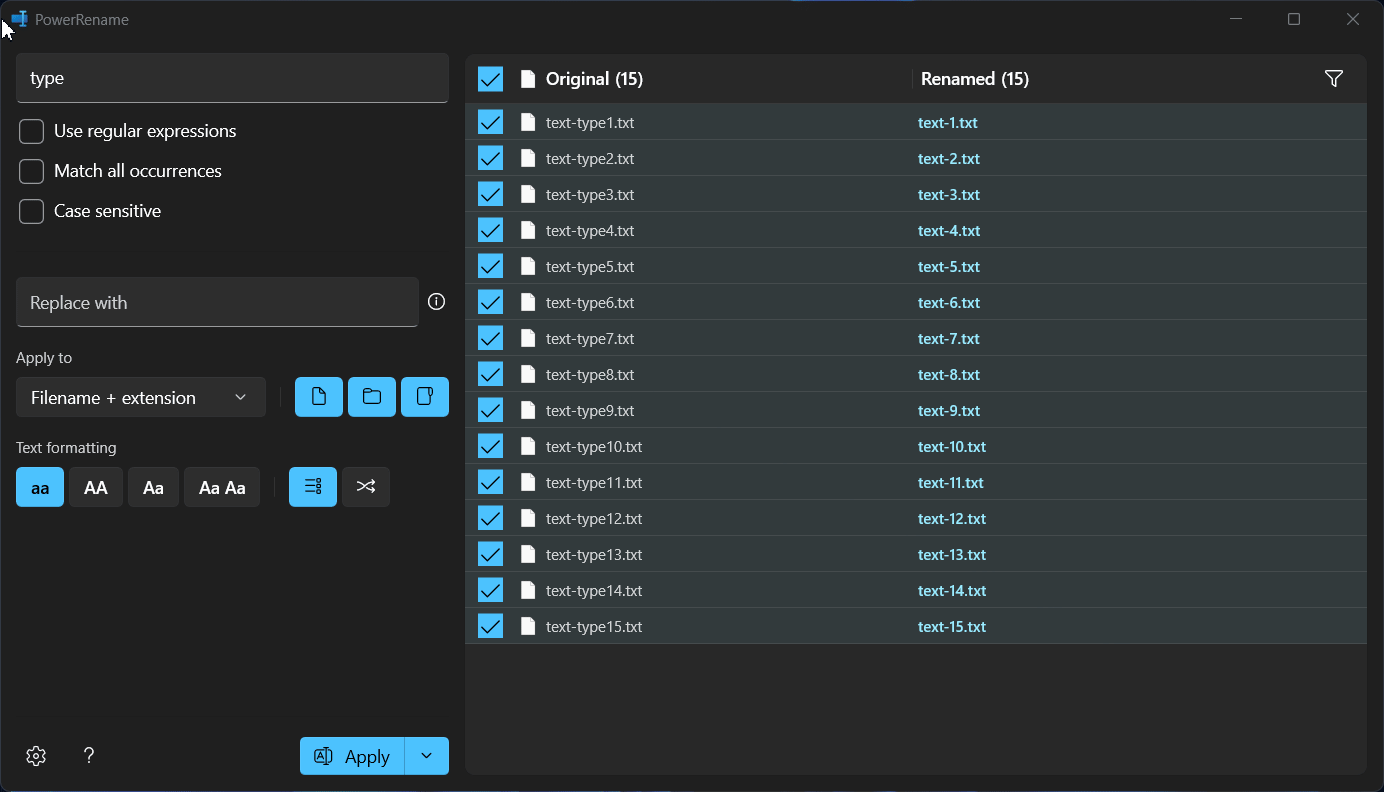 PowerRename Removed a part of Bulk Selected File Names