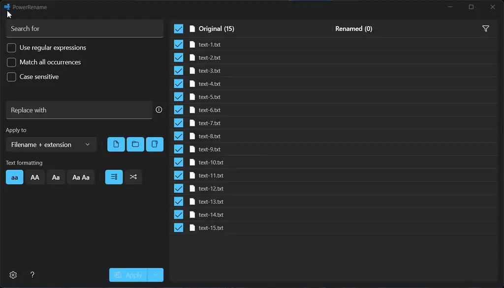 Replace File Extensions using PowerRename option