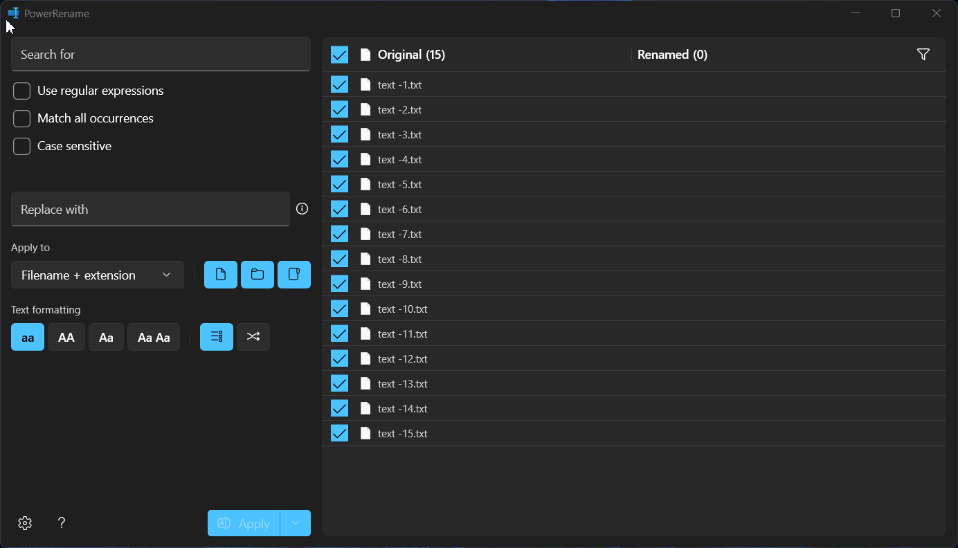 PowerRename Remove Empty Spaces from Selected Files Filenames'