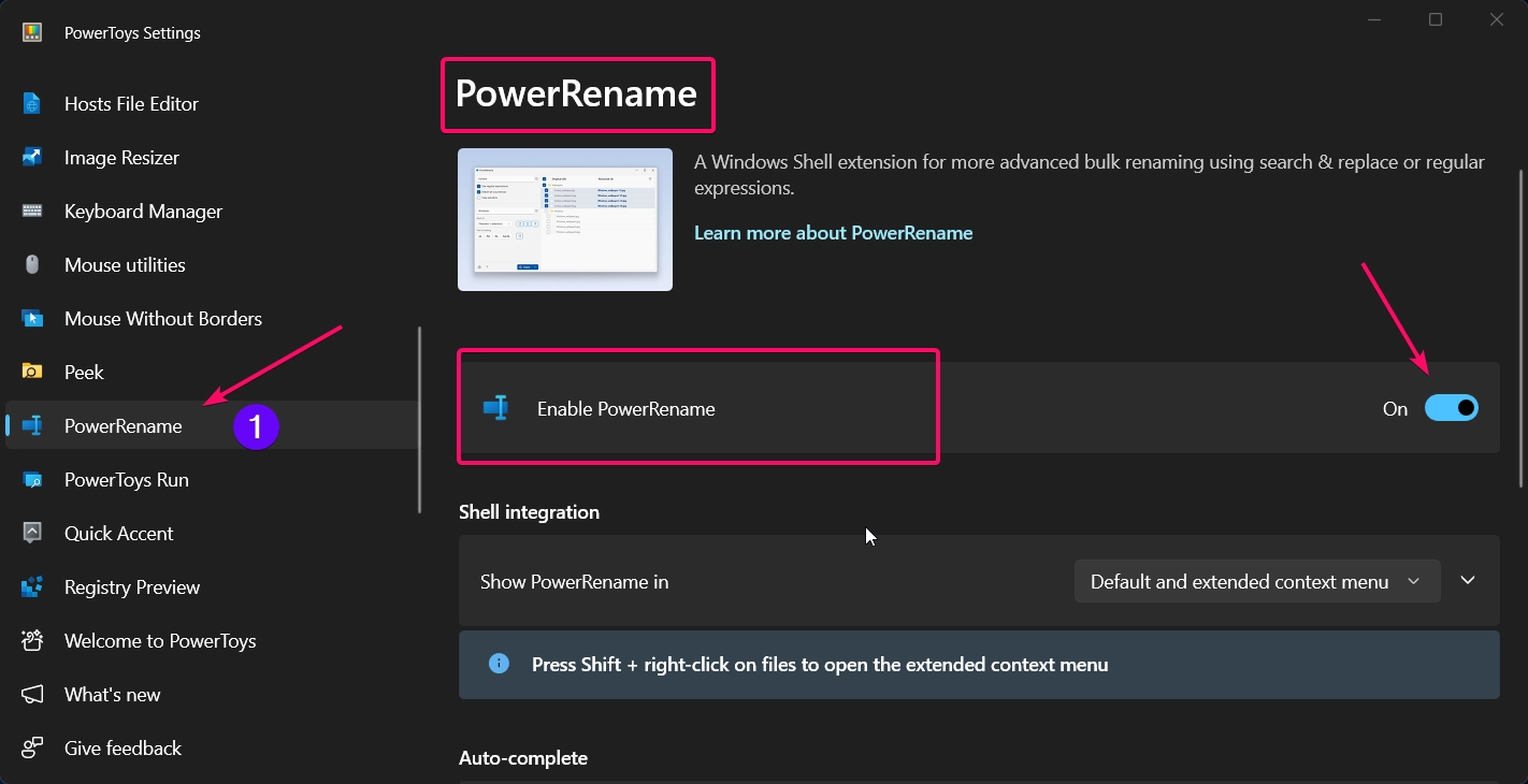 Enable PowerRename Function from Powertoys