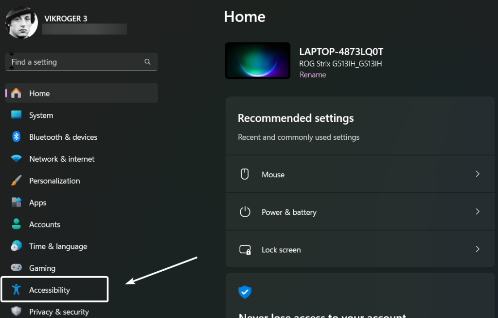 Accessibility Settings