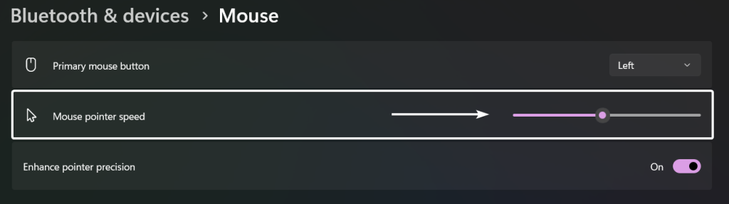 Adjust the Mouse Pointer Speed Settings Adjust the Mouse Pointer Speed Settings