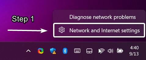 Click on Network & Internet Settings Click on Network & Internet Settings
