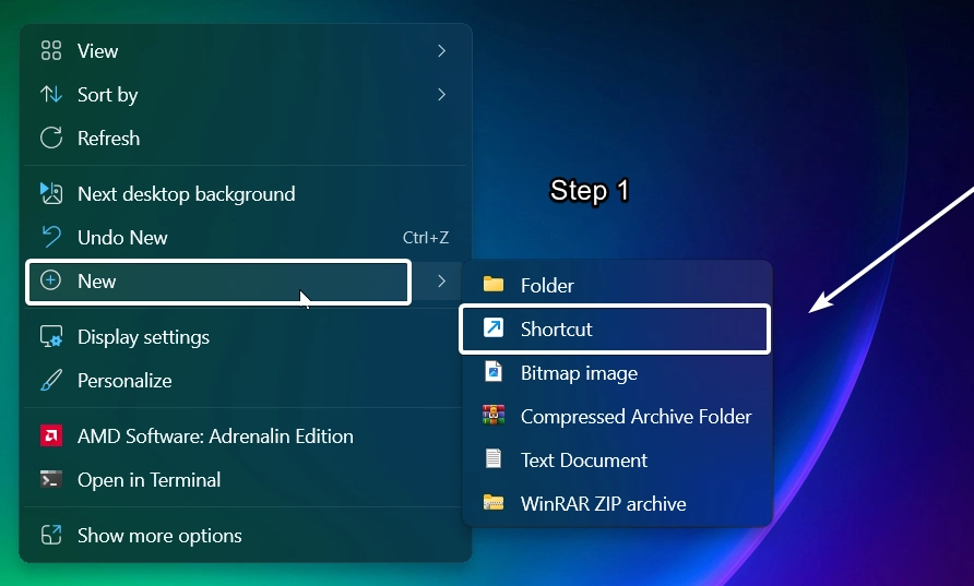 Create a New Shortcut in Windows 11