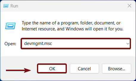 Open Device Manager using Run Command Open Device Manager using Run Command