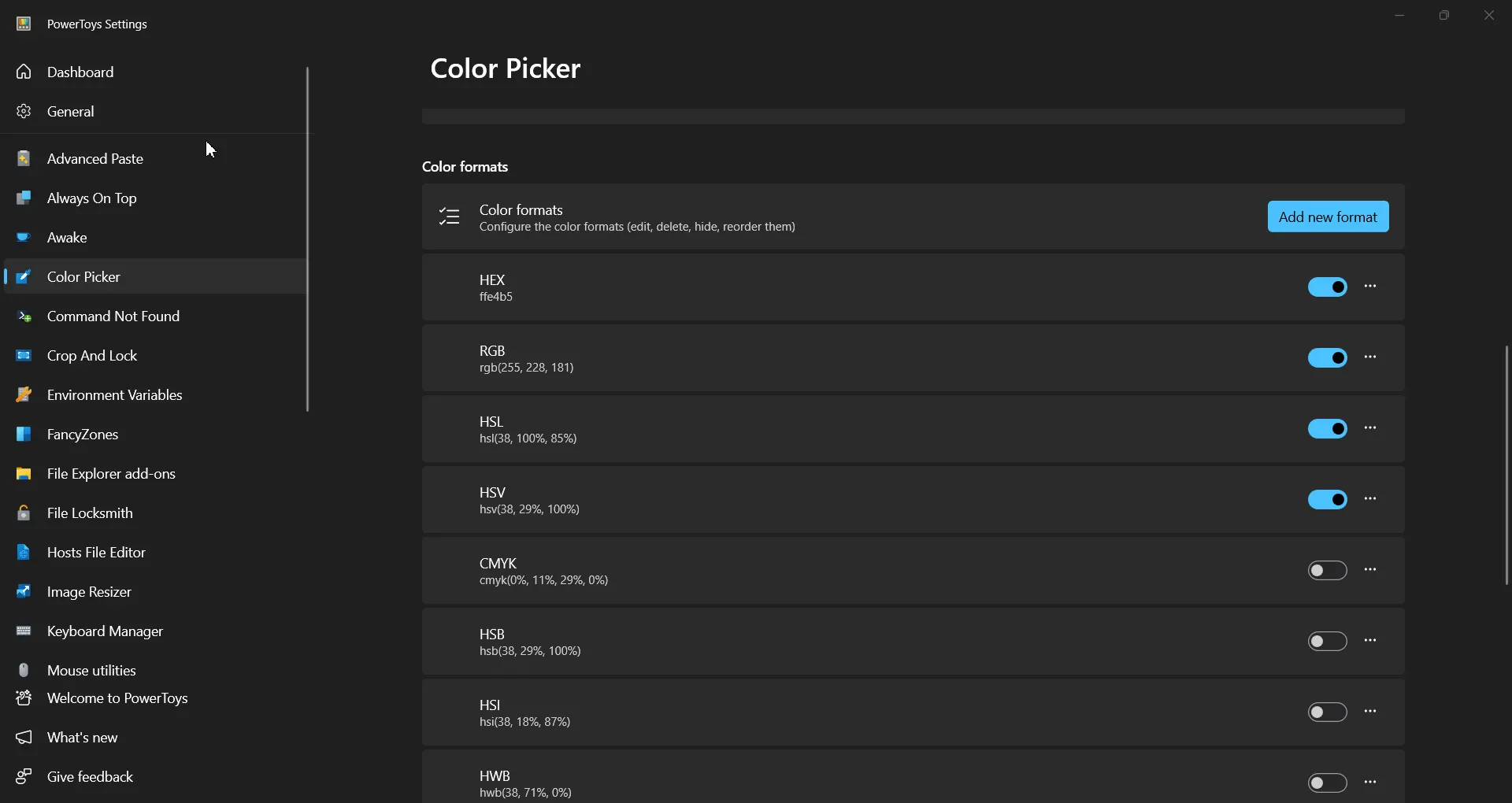 Adding New Color Code Format in Color Picker Editor Adding New Color Code Format in Color Picker Editor